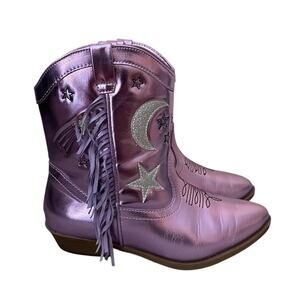 Tucker + Tate Cosmo Fringe Metallic Girls Size 3 Purple Western Boots